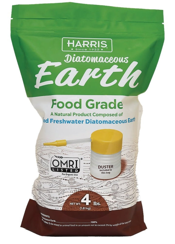 P.F. HARRIS MANUFACTURING Harris DE-FG4P Diatomaceous Earth with Powder Duster, Powder, 4 lb, Bag LAWN & GARDEN P.F. HARRIS MANUFACTURING