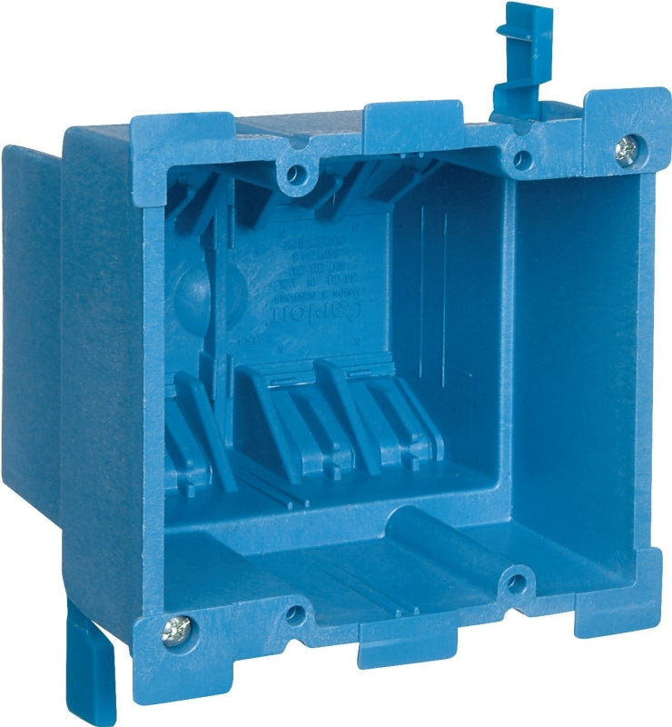 CARLON Carlon BH234R Outlet Box, 34 cu-in, 2-Gang, PVC, Blue, Clamp