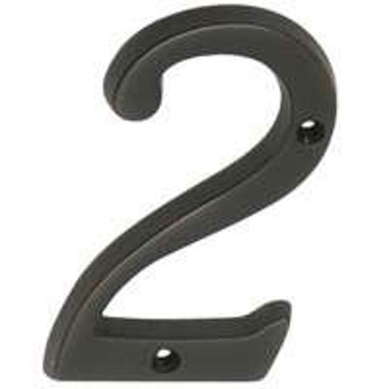 SCHLAGE BUILDERS HARDWARE Schlage SC2-3026-716 House Number, Character: 2, 4 in H Character, Bronze Character, Solid Brass HARDWARE & FARM SUPPLIES SCHLAGE BUILDERS HARDWARE