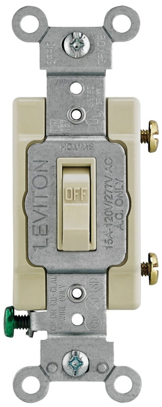 LEVITON Leviton 54501-2I Switch, Ivory, 15 A, 120/277 V, Lead Wire Terminal, NEMA WD-1, WD-6 ELECTRICAL LEVITON