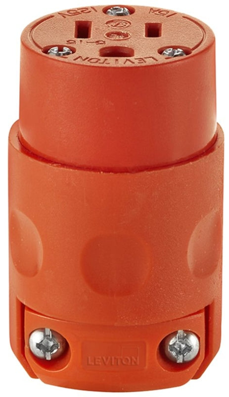 LEVITON Leviton 515CV-OR Electrical Connector, 2 -Pole, 15 A, 125 VAC, NEMA: NEMA 5-15R, Orange ELECTRICAL LEVITON