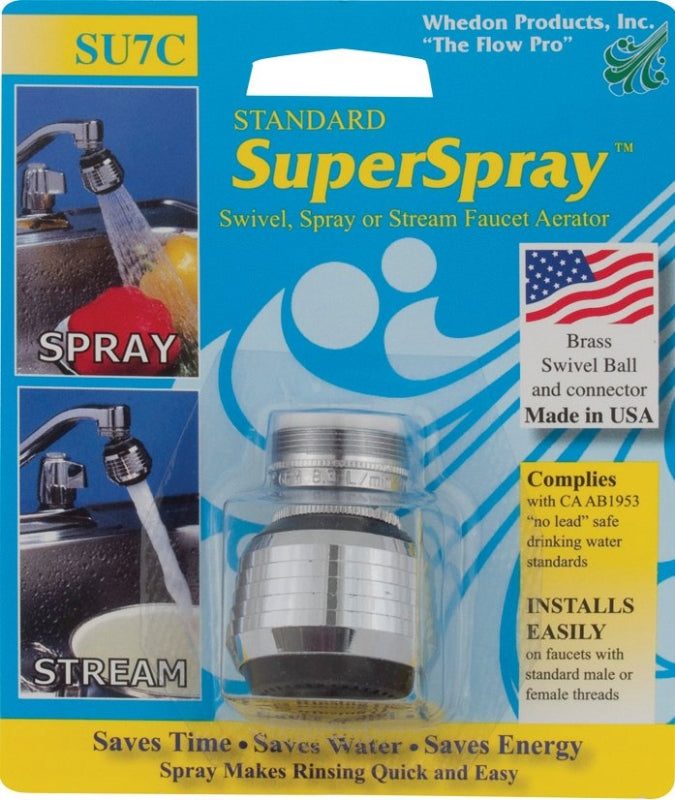 WHEDON PRODUCTS Whedon SU7C Standard Faucet Aerator, Black, 15/16-27 x 55/64-27 Male x Female Thread, Brass, Chrome Plated PLUMBING, HEATING & VENTILATION WHEDON PRODUCTS