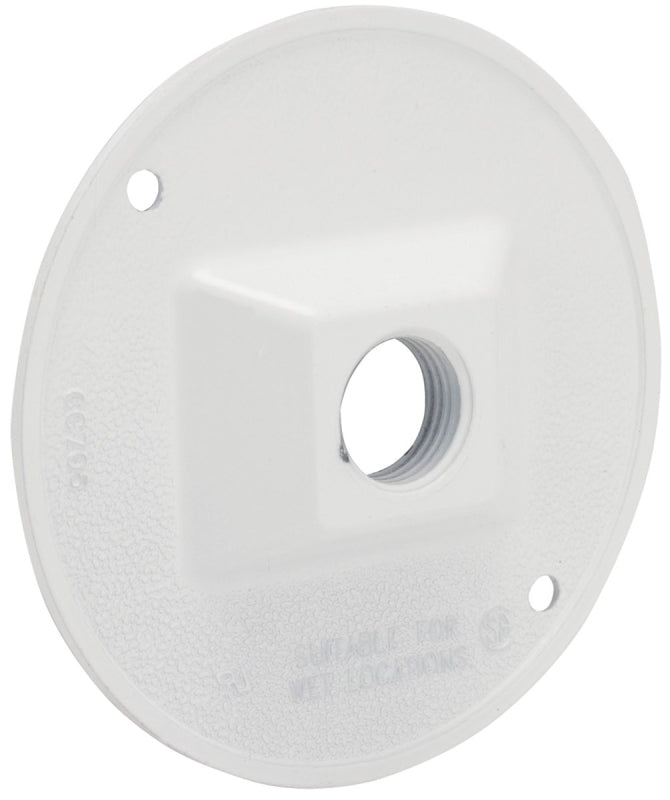 HUBBELL Hubbell 5193-6 Cluster Cover, 4-1/8 in Dia, 4-1/8 in W, Round, Metal, White, Powder-Coated ELECTRICAL HUBBELL