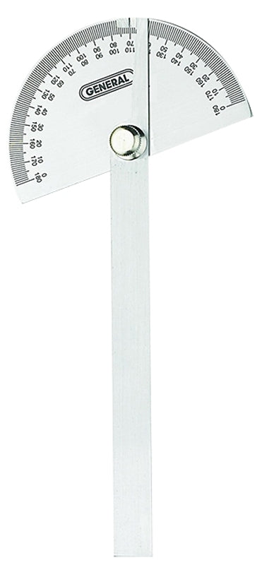 GENERAL General 18 Round Head Protractor, 0 to 180 deg, Stainless Steel TOOLS GENERAL