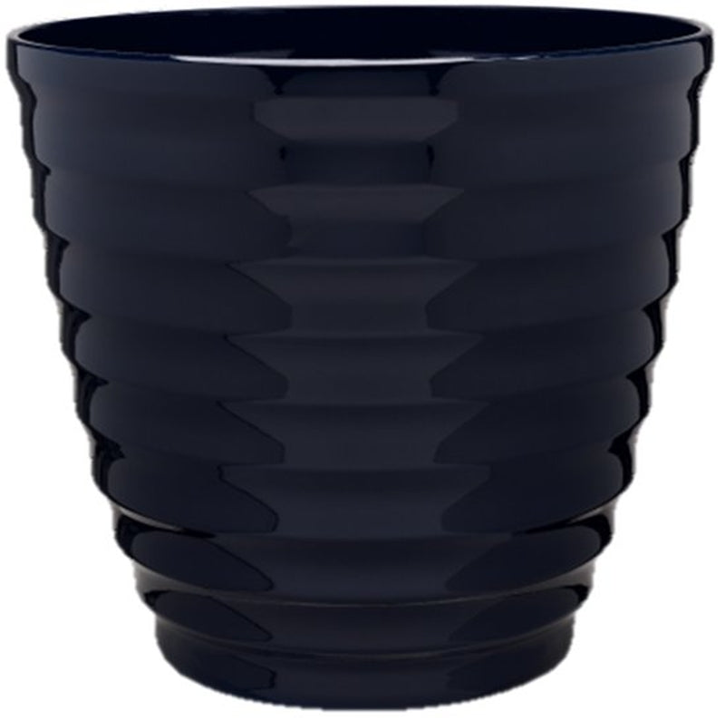 SOUTHERN PATIO Southern Patio HDR-064756 Planter, 14 in Dia, 11-1/2 in H, Round, Beehive Design, Resin, Navy