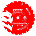 DIABLO Diablo D0724DA Circular Saw Blade, 7-1/4 in Dia, 5/8 in Arbor, 24-Teeth, Carbide Cutting Edge, 10,000 rpm TOOLS DIABLO