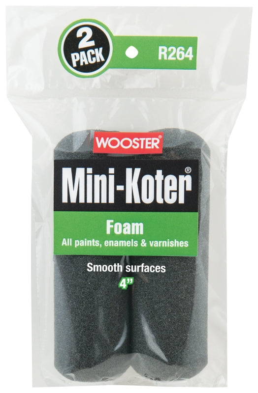 WOOSTER BRUSH Wooster R264-4 Mini Roller Cover, 4 in L, Foam Cover, 2/PK