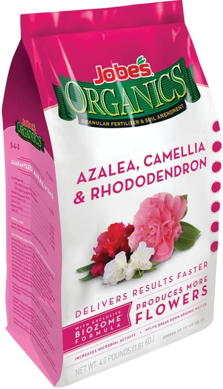LAWN & GARDEN LLC Jobes 09826 Azalea Camellia and Rhododendron Organic Plant Food, 4 lb, Granular, 4-3-4 N-P-K Ratio LAWN & GARDEN LAWN & GARDEN LLC