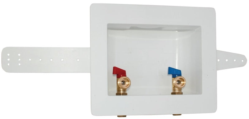 CASH ACME Eastman 60248 Washing Machine Outlet Box, 1/2 in Sweat Connection, 3/4 in MHT Outlet, Brass, White