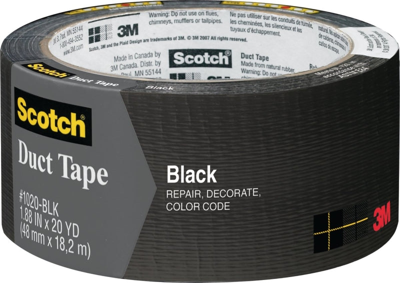 3M Scotch 3920-BK Duct Tape, 20 yd L, 1.88 in W, Black