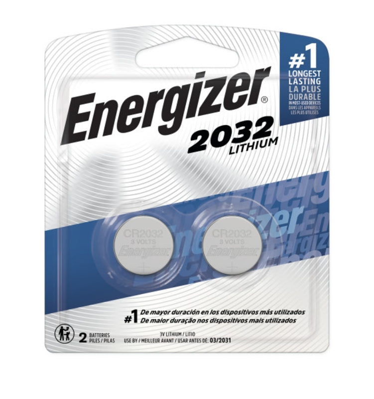 ENERGIZER BATTERY Energizer 2032BP-2 Coin Cell Battery, 3 V Battery, 235 mAh, CR2032 Battery, Manganese Dioxide, Lithium ELECTRICAL ENERGIZER BATTERY