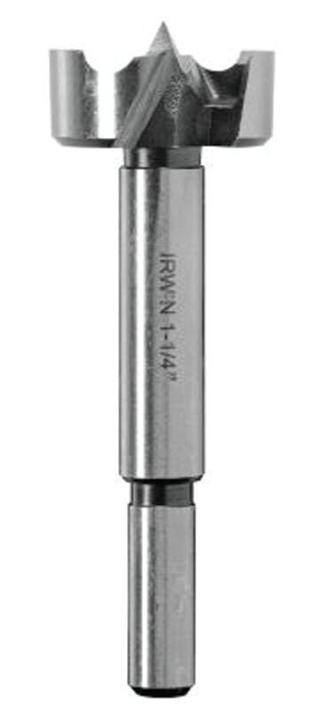 IRWIN Irwin 1966932 Forstner Bit, 1-1/4 in Dia, 3-1/2 in OAL, 3/8 in Dia Shank, Reduced Shank