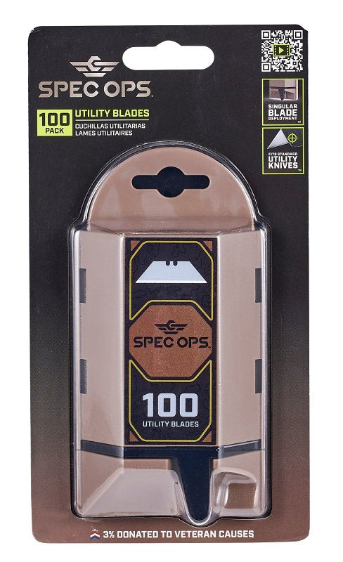 AMAX INC Spec Ops SPEC-K1-BLADE100 Utility Knife Blade, 2.3 in L, HCS, Precision-Honed, Hardened Edge TOOLS AMAX INC