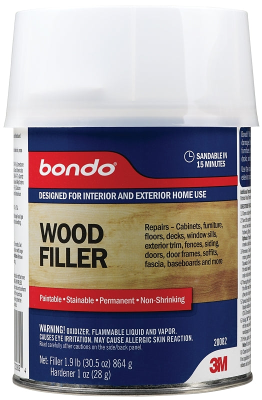 BONDO Bondo 20082 Wood Filler, Paste, Pungent Styrene, Yellow, 1 qt Can PAINT BONDO