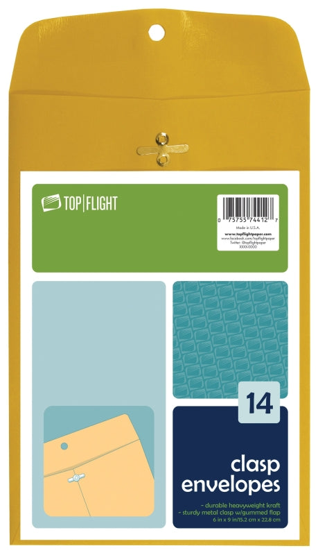 TOP FLIGHT Top Flight 6911006 Envelope, Kraft Paper, 6 in W