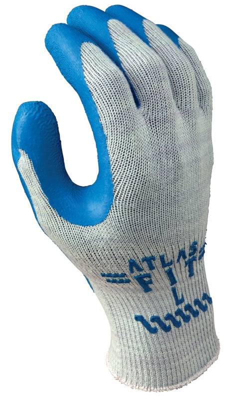 SHOWA Atlas 300L-09.RT Gloves, L, Knit Wrist Cuff, Natural Rubber Coating, Blue/Light Gray CLOTHING, FOOTWEAR & SAFETY GEAR SHOWA