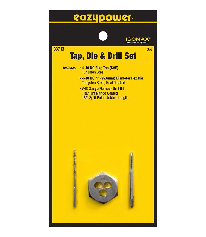 EAZYPOWER 83713 3PC.  4-40 TAP & DIE W/
