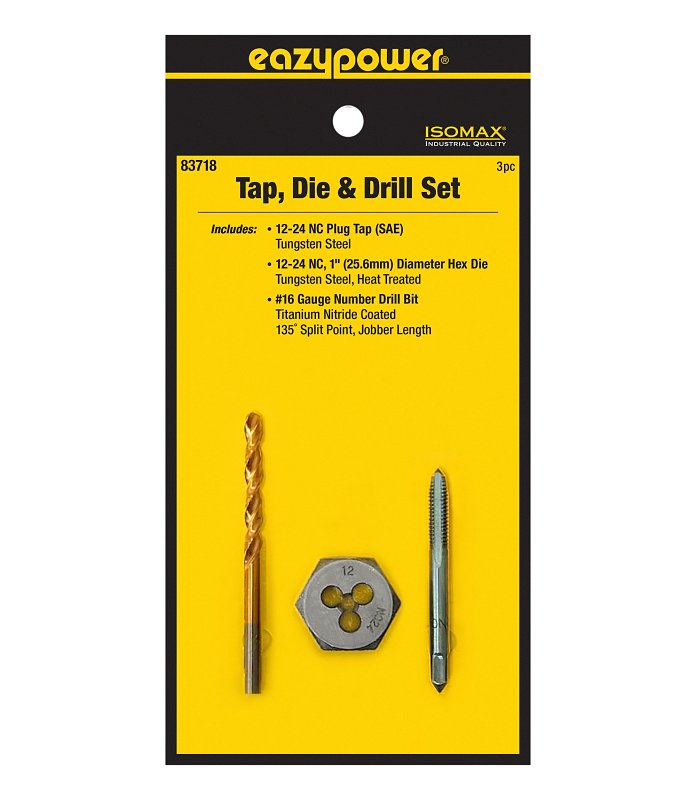 EAZYPOWER 83718 3PC.  12-24 TAP & DIE W/