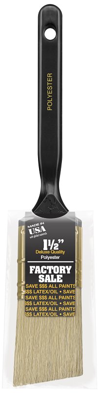 WOOSTER BRUSH Wooster P3970-1-1/2 Paint Brush, Black/Gold, Solid Plastic Handle, 1-1/2 in W, 2-7/16 in L Bristle, Polyester Bristle PAINT WOOSTER BRUSH