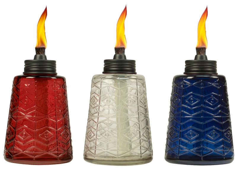 TIKI Tiki 1117060 Table Torch, Blue/Clear/Red, 5 hr Burn Time