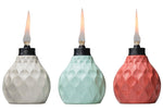 TIKI Tiki 1117027 Tabletop Torch, 6 in H, Fiberglass/Glass, Assorted, Semi-Gloss