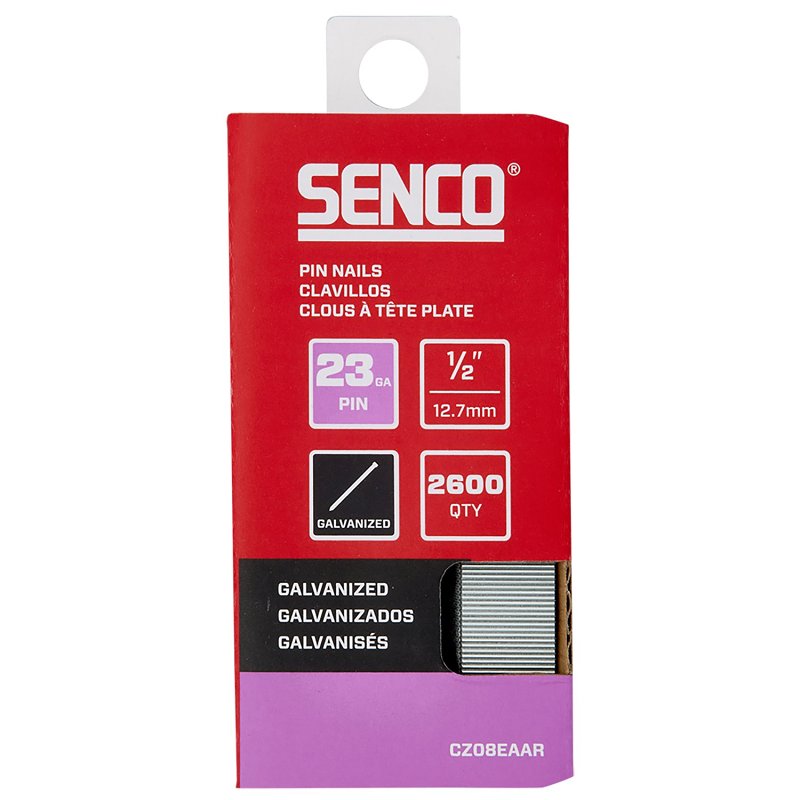 SENCO Senco CZ08EAAR Micro Strip Pin Nail, 1/2 in L, 23 ga, Steel, Galvanized/Plain, Headless Head, Smooth Shank HARDWARE & FARM SUPPLIES SENCO