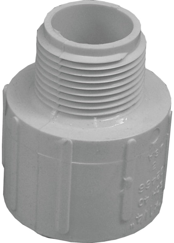 IPEX USA LLC-CANPLAS IPEX 435618 Pipe Adapter, 1-1/4 x 1 in, Slip x MPT, PVC, White, SCH 40 Schedule, 370 psi Pressure LAWN & GARDEN IPEX USA LLC-CANPLAS