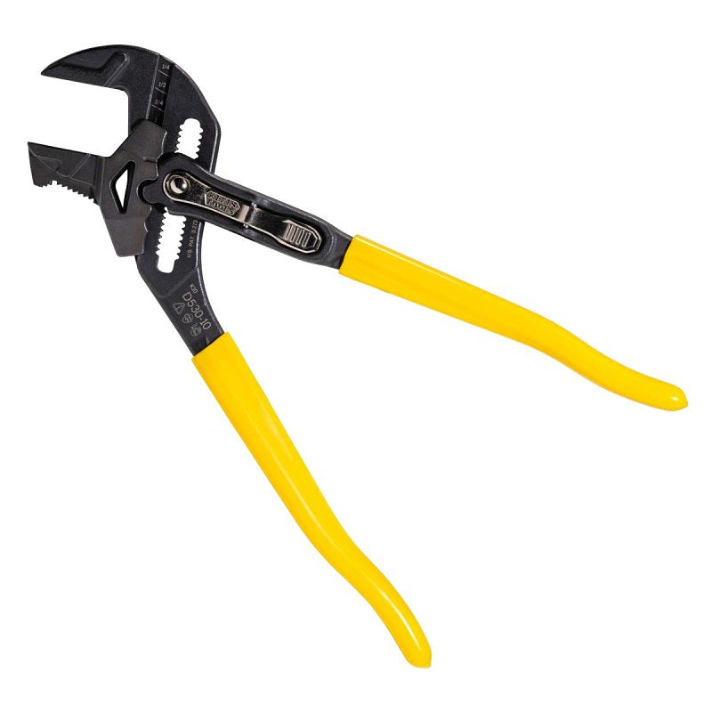 KLEIN Klein Tools D53010 Plier Wrench, 10 in OAL, 2 in Jaw, Lever Adjustment, Yellow Handle, 3/8 in W Jaw, 1 in L Jaw