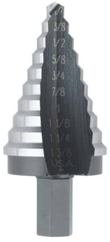IRWIN Irwin UNIBIT 10235 Step Drill Bit, 1/4 to 1-3/8 in Dia, 3-1/8 in OAL, 1-Flute, 1/2 in Dia Shank, Hex Shank TOOLS IRWIN