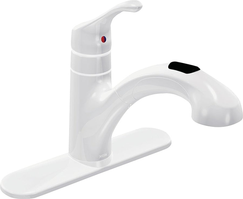 MOEN Moen Renzo Glacier CA87316W Kitchen Faucet, 1.5 gpm, 1-Handle, Stainless Steel, Glacier, Deck Mounting