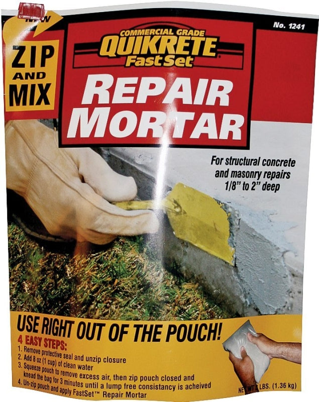 QUIKRETE Quikrete 1241-15 Repair Mortar, Brown/Gray, Granular, 3 lb Pouch PAINT QUIKRETE