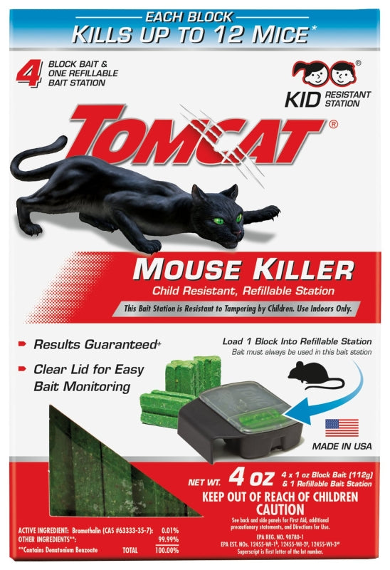 TOMCAT Tomcat 0371110 Mouse Killer Refillable Station, Solid, 4 oz Bag LAWN & GARDEN TOMCAT