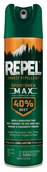 REPEL Repel Sportsmen Max HG-33801 Insect Repellent, 6.5 oz, Aerosol Can, Liquid, Pale Yellow, Deet, Ethanol LAWN & GARDEN REPEL