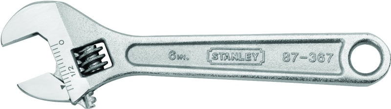 STANLEY STANLEY 87-367 Adjustable Wrench, 6 in OAL, 1-1/20 in Jaw, Steel, Chrome