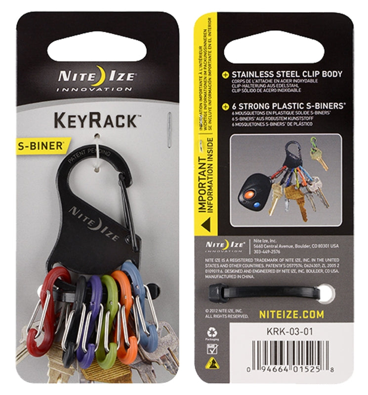 NITE IZE Nite Ize KRK-03-01 Key Carabiner, 2.85 in OAL, Stainless Steel, Black HARDWARE & FARM SUPPLIES NITE IZE