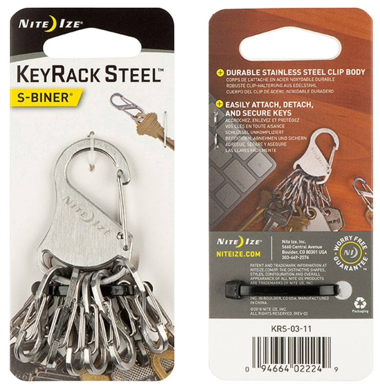 NITE IZE Nite Ize KRS-03-11 Key Rack Carabiner, 3 in OAL, Stainless Steel, Stainless Steel HARDWARE & FARM SUPPLIES NITE IZE