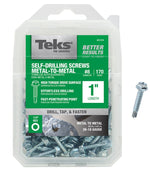 TEKS Teks 21316 Screw, #8 Thread, 1 in L, Coarse Thread, Hex Drive, Self-Drilling, Self-Tapping Point, Steel, Zinc, 170 PK