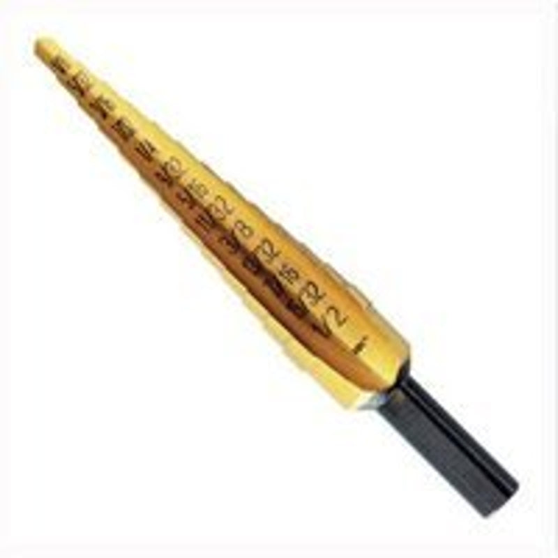 IRWIN Irwin Unibit 15101ZR Step Drill Bit, 1/8 to 1/2 in Dia, 3-1/4 in OAL, 1-Flute, 1/4 in Dia Shank, Hex Shank TOOLS IRWIN