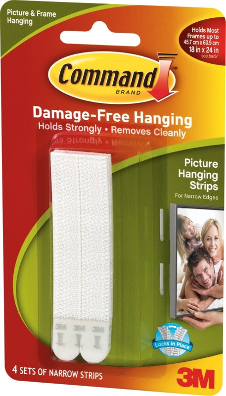 COMMAND Command 17207 Picture Hanging Strip, 3 lb/set, Foam, White, 3.625 in L x 0.5 in W x 0.1 in D, 4/PK HARDWARE & FARM SUPPLIES COMMAND