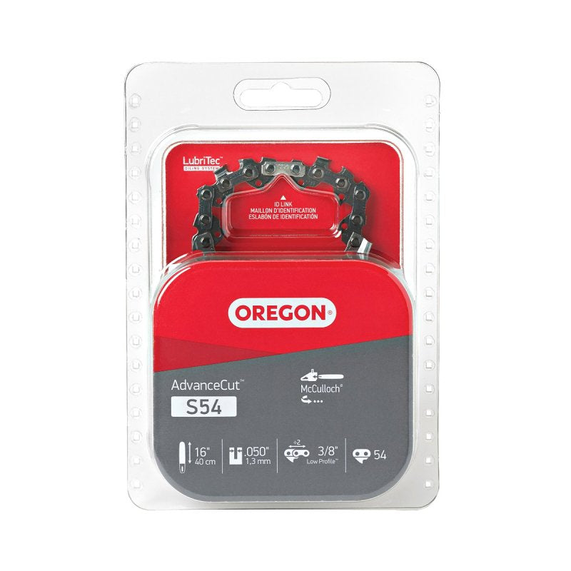 OREGON Oregon S54 Chainsaw Chain, 16 in L Bar, 0.05 Gauge, 3/8 in TPI/Pitch, 54-Link