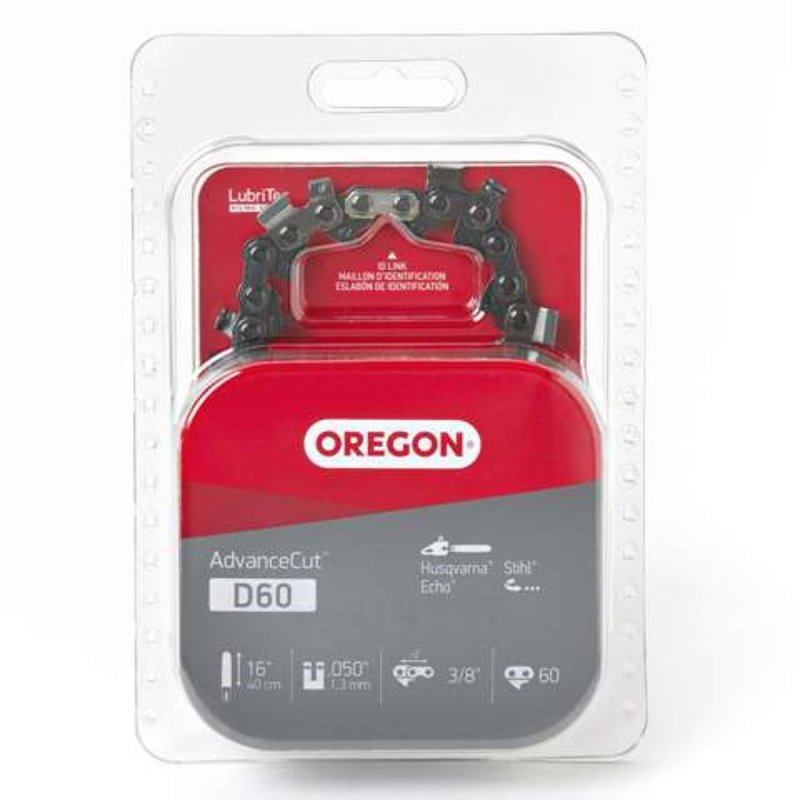 OREGON Oregon D60 Chainsaw Chain, 16 in L Bar, 0.05 Gauge, 3/8 in TPI/Pitch, 60-Link