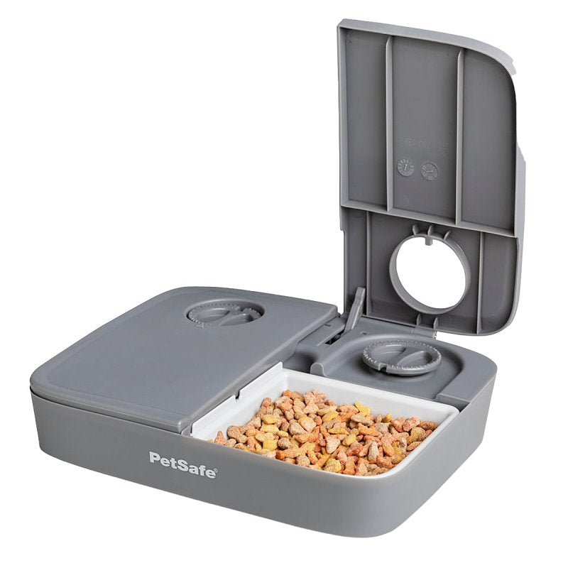 PETSAFE PetSafe PFD00-17004 Automatic Two Meal Pet Feeder, One-Size, 2-Compartment, Plastic, Gray