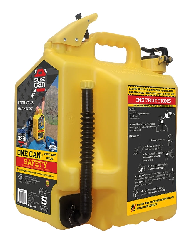 SURECAN INC. SUREcan SUR5SFD2 Safety Can, 5 gal, HDPE, Yellow AUTOMOTIVE SURECAN INC.