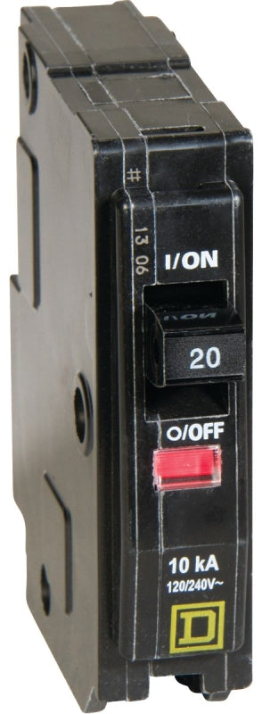SQUARE D Square D QO QO120C Circuit Breaker, Mini, 20 A, 1-Pole, 120/240 VAC, 48 VDC, Plug ELECTRICAL SQUARE D