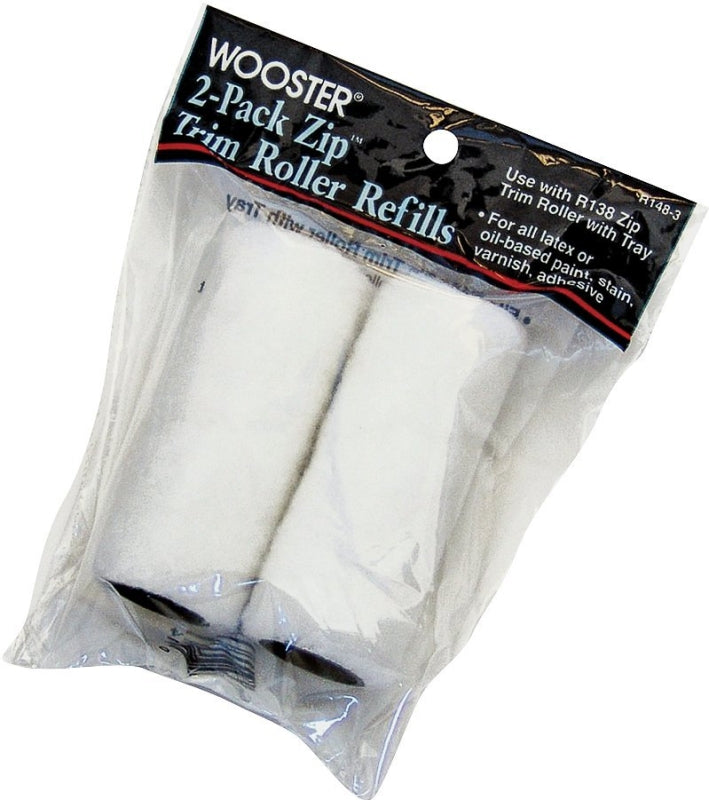 WOOSTER BRUSH Wooster R148-3 Mini Trim Roller Refill, 3/16 in Thick Nap, 3 in L, Fabric Cover