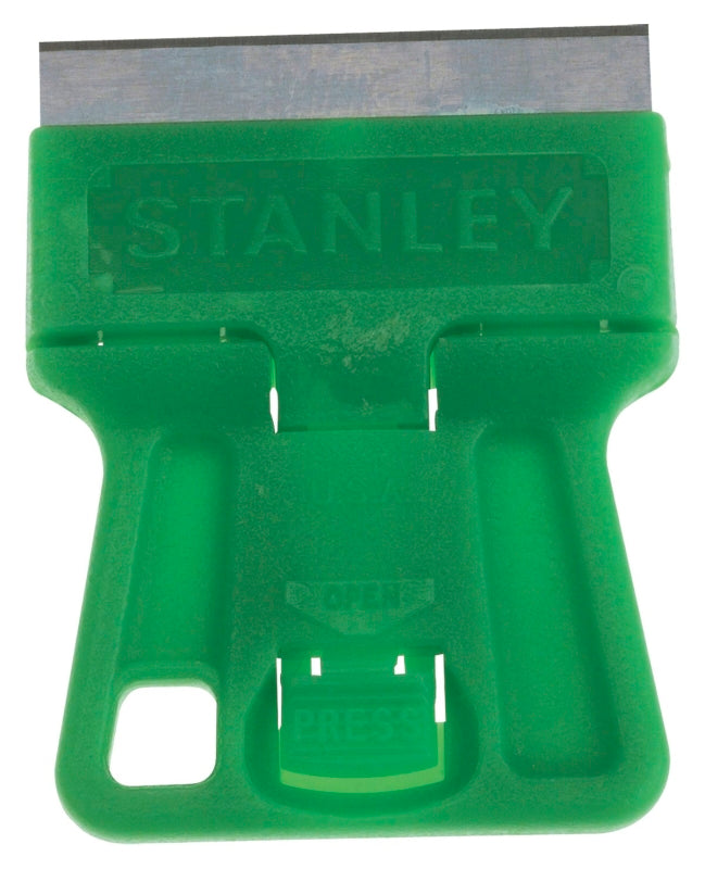 STANLEY TOOLS STANLEY 28-100 Scraper, 1-1/2 in W Blade, 1-Edge, Razor Blade, HCS Blade, Plastic Handle, 1-13/16 in OAL