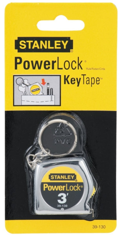 STANLEY TOOLS STANLEY 39-130 Measuring Tape, 3 ft L Blade, 1/4 in W Blade, Steel Blade, ABS Case, Chrome Case ELECTRICAL STANLEY TOOLS