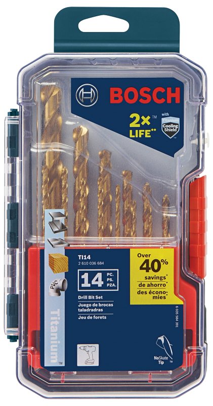 S-B POWER TOOL Bosch TI14 Drill Bit Set, 14-Piece, HSS, Titanium Nitride-Coated TOOLS S-B POWER TOOL