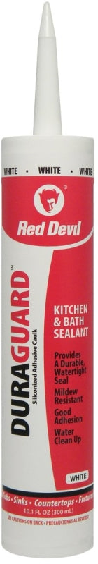 RED DEVIL Red Devil DuraGuard 0406 Acrylic Caulk, White, -20 to 180 deg F, 10.1 oz Cartridge PAINT RED DEVIL