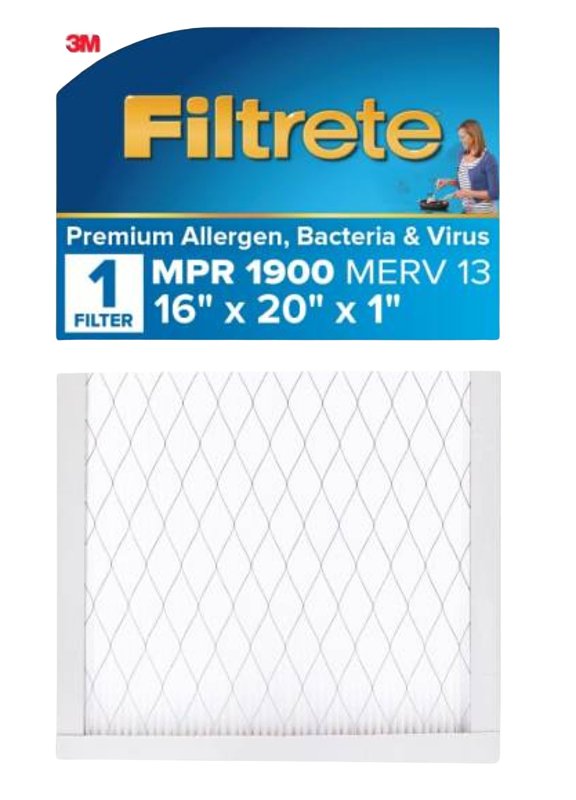 FILTRETE Filtrete UA00-4 Air Filter, 20 in L, 16 in W, 13 MERV, 1900 MPR, Polypropylene Frame